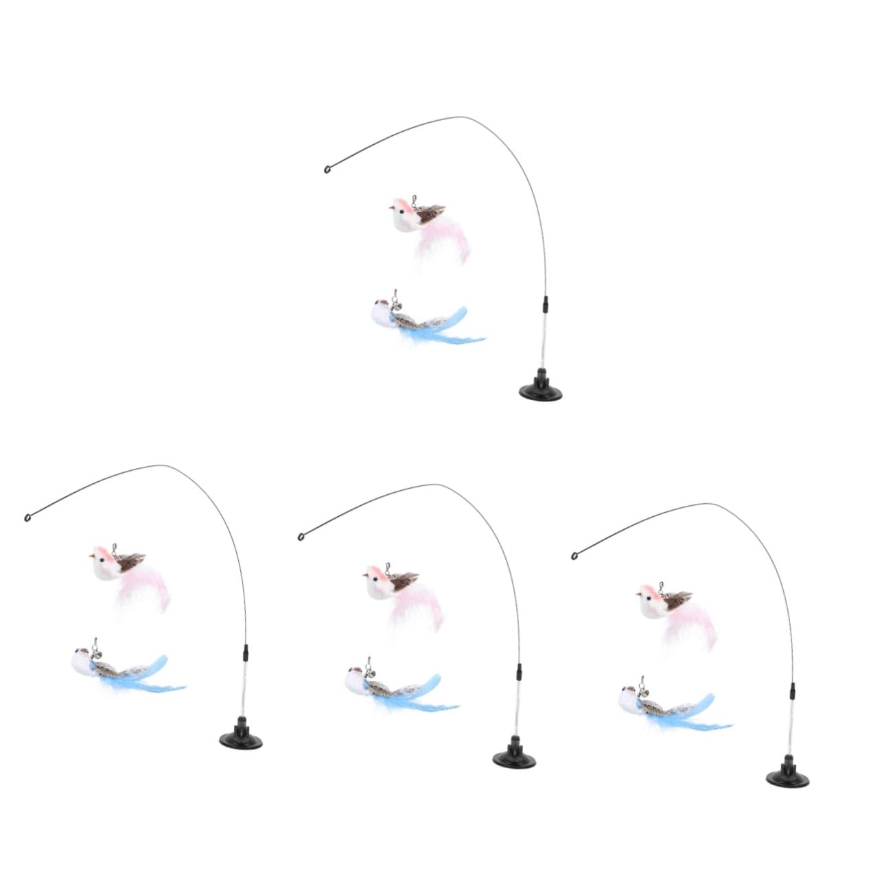 YARNOW 4 Set Bastoncino per gatti a ventosa cat toys Pluma giocattolo giocattoli per animali domestici giocattoli di arricchimento per gatti rompicapo giocattolo gatto piuma