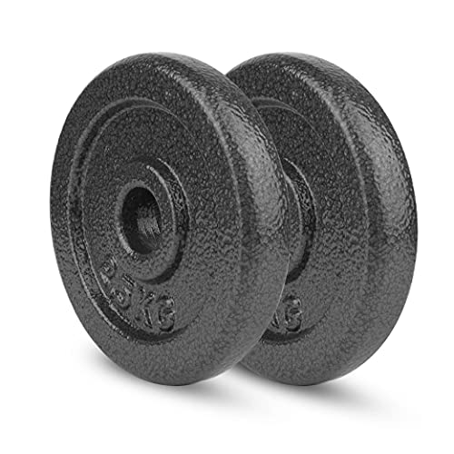 wuuhoo® Discos de Peso Manuel 27/29mm - Set de 2 Pesas para Barras de 1", Placa de Peso revestida de Hierro Fundido Gris - Equipo de Fitness para el hogar, Placas para Barras Cover