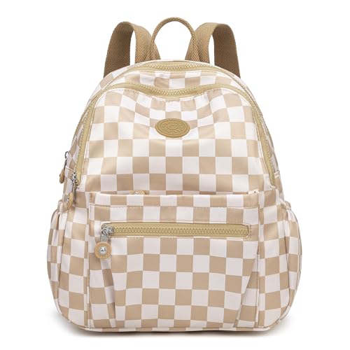 Image of Pealwel Mini Backpack Purse for Women,Small Nylon backpacks for Ladies Backpacks Women Anti Theft Travel Bag (White&Square)