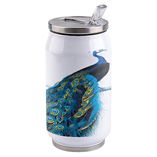 13.5oz Travel Tumbler with Splash Proof Lid and Straw Peacock Feather Animal Double
