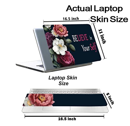 Image of Floral-D11 Top+Wrist Pad Vinyl Laptop Skin /Sticker /Cover for 17 to 17.3 Inches Laptops Laminated-Removable-HD Quality Compatible for Hp-Dell-Sony-Lenovo-Asus etc.(16.5x11 Inches)