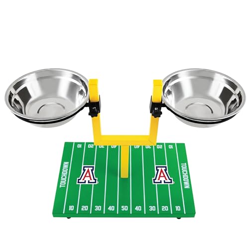 NCAA University of Arizona Wildcats Goalpost Football Field Dog Feeder –Adjustable Elevated Dog Bowls with Stand, 2 Stainless Steel Bowls, Non-Slip Rubber Feet, Raised Pet Feeder for Large, Small Dogs - Image 6
