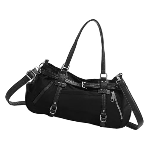 Sac à bandoulière style moto en cuir PU avec bandoulière amovible pour femme