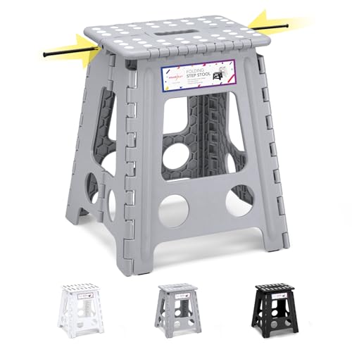 HOUSE DAY 40 cm Taburete Plegable – Taburete Plegable Blanco Taburete Plegable para Caminar Taburete Plegable portátil...