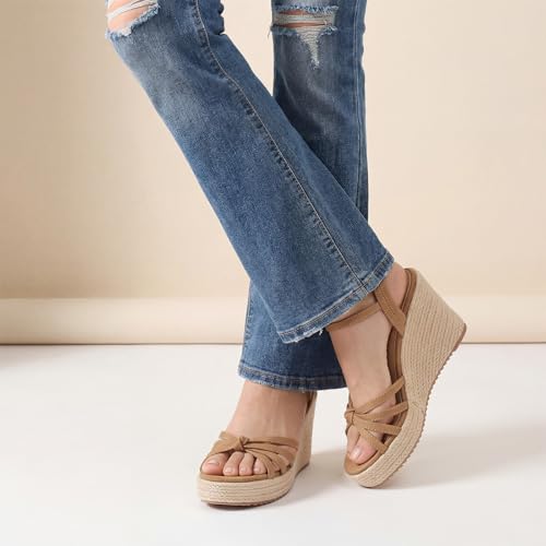 Image of VICKI.VICKI Wedges for Women Platform Sandals Wedge Heels for Sandals Comfortable Summer Espadrille Shoes Ankle Strap&Open Toe