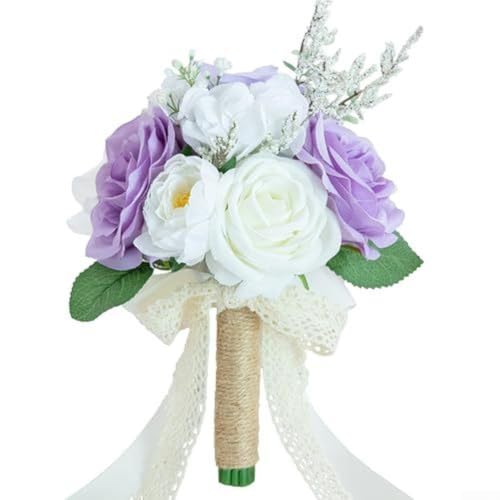 Rosas artificiales moradas de seda de 50 cm: flores sin marchitar para boda 4