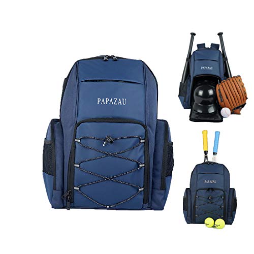 PAPAZAU Baseball Softball T-Ball Schläger Rucksack Basketball Rucksack Tennis Badminton Schläger Rucksack Fußball Rucksack Taschen für Fußball Volleyball (blau) Cover