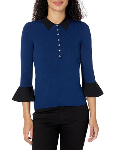 Image of KARL LAGERFELD Womens Contrast Collar and Cuff Sweater