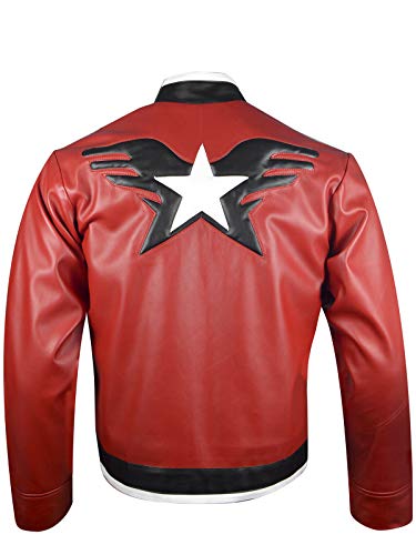 King Of Fighters 14 Game Rock Howard Red & White Leather Jacket,Xxs-3Xl (Large (Best For Chest Size 44)) #TOP3