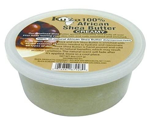 Kuza 100% African Shea Butter - Creamy, White - for Skin, Hair and Nails, 8 oz