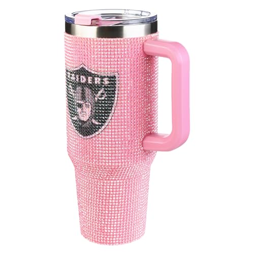 Image of The Memory Company Officially Licensed 40oz Pink Bling Game Day Tumbler, Las Vegas Raiders