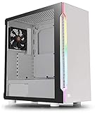 Thermaltake H200 Tempered Glass Snow Edition RGB Light Strip ATX Mid Tower Case with One 120mm Rear Fan Pre-Installed CA-1M3-00M6WN-00