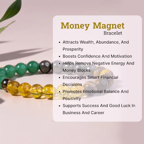 Image of Stone Bracelet for Men & Women | Natural Crystal for Wealth | Protection | Confidence & Success | Adjustable Healing Bracelet for Meditation | Reiki & Spiritual Energy