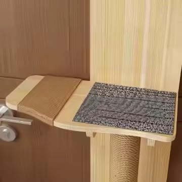 M/P Door Hanging Cat Shelf, 4-Tiers Vertical Cat Tree Over The Door, Over Door Cats Climber with Kitten Scratching Post, Pads, Tease Ball,Doors Cats Ladder for Indoor Kittens Jumping & Playing