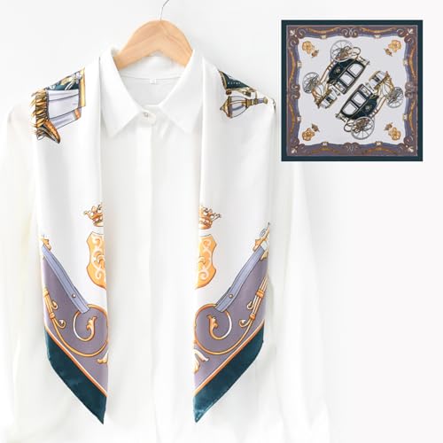 Square Neck Scarf, Printed Head Hair Scarf, Satin Headscarf Bandanas Scarves for Women Lady3