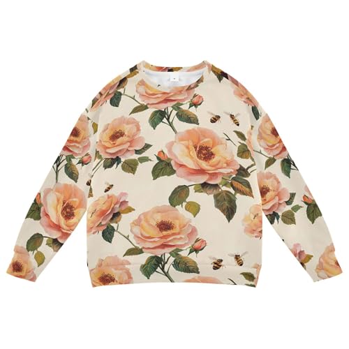 JUNZAN Art Rose Beige Kids Boys Sweatshirt Hoodie Fleece Tops Clothing Shirts Party 4T