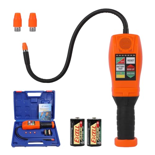 Refrigerant Leak Detector HVAC Freon Leak Detector R134a, R134a, R410A, R22 Halogen Gas Leak Detector 6 Adjustable Sensitivity AC Sniffer with Environment Reset Function, Sound & Light Alarm Orange