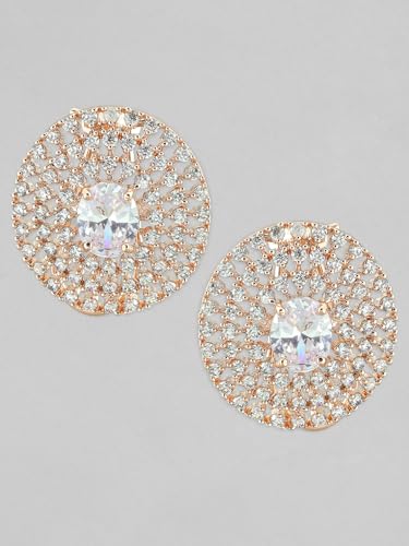 Image of Rubans Stud Earrings American Diamond Trendy Jewellery for Women & Girls