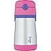 THERMOS FOOGO Vacuum Insulated Stainless Steel 10-Ounce Straw Bottle, Pink/Purple