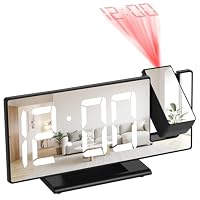 CTDMJ Projection Alarm Clock, Projection Clock 12/24H Display LED Electronic Mirror projector clocks Bedroom, Alarm Clocks Bedside with 7.8'' Large Display, Temperature, Adjustable Brightness, Snooze