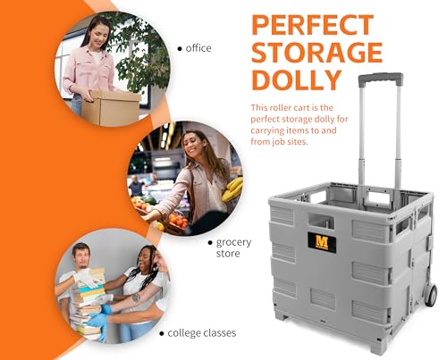 MaxWorks 50704 Collapsible Gray Rolling Folding Dolly Grocery Cart - Multi-Functional Teacher Dolly with Extra Storage, Durable Wheels, and Easy-to-Fold Design for Classroom, Office, Shopping by MaxWorks - Image 6