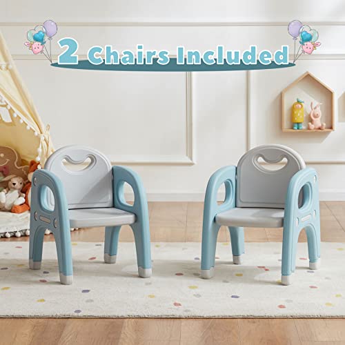 Gitawusa Kids Table And Chairs, Children Activity Table And 2 Chairs Set For Ages 3-6, Toddler Table And Chair Set Ideal For Arts & Crafts, Snack Time, Easy To Clean, Cpsc & Astm Approved, Blue #TOP6