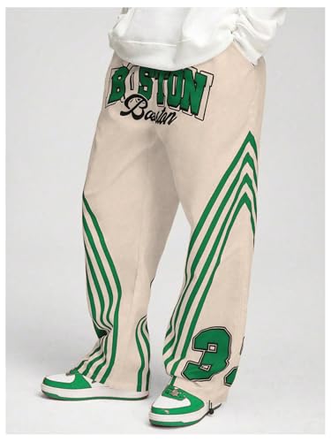 Floerns Men's Number Print Drawstring Waist Casual Pants Baggy Wide Leg Street Pants2