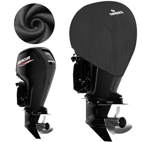 Fuprosico 1200D Boat Motor Cover, Custom Fit Outboard Engine Cover Compatible with Mercury 75HP-115HP - 4 STR 4 CYL 2.1L 2010-2025,100% Waterproof with Soft Lining,Marine Grade,Black