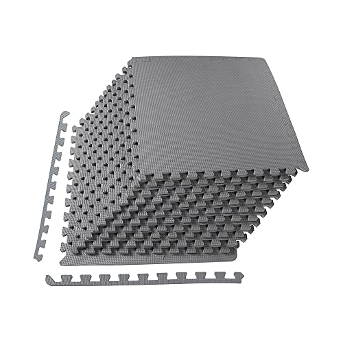 BalanceFrom Puzzle Exercise Mat with EVA Foam Interlocking Tiles, 1/2" Thick, 48 Square Feet, Grey by BalanceFrom - Used condition - CA$52.70