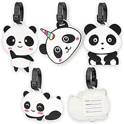 Radar Shop Maletas Etiquetas para Equipaje de PVC,4 Pcs Etiquetas Maletas Viaje Panda,Identificador Maletas Viaje,Bolso ID Tag,Mochilas Etiquetas,Etiqueta de la Maleta con Nombre y Dirección para Equipaje Facturado