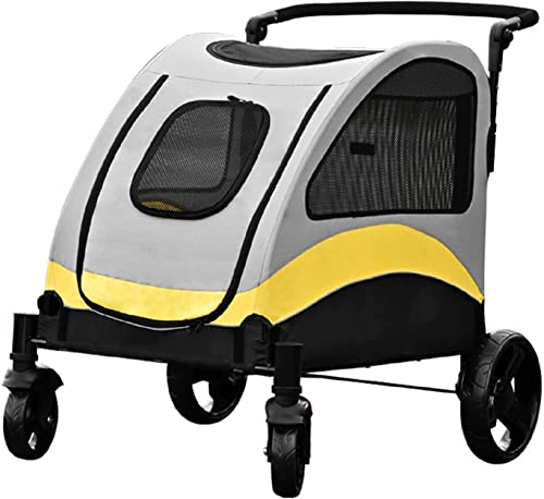 BingoPaw Schwerlast Hundebuggy für Hunde: 2 in 1 Hundewagen mit abnehmbar Trennwand für 2 kleine oder mittelgroße Hunde, Faltbarer Hunde Kinderwagen Transportwagen bis 42kg