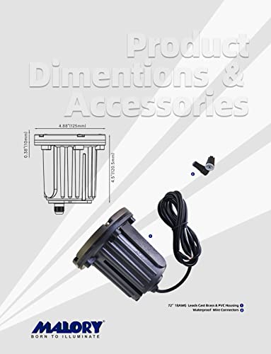 MALORY Brass Top Cover Landscape Well Lights, 12V Low Voltage Outdoor In Ground Lights,Landscape Lighting for Pathway, Driveway and Garden 1-pack without Bulb (Flat Top)