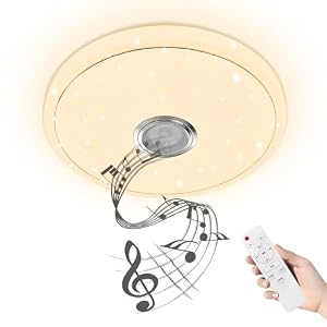 48W Dimmable LED Ceiling Light, with Bluetooth Speaker, Remote Control App Control – Smart Ceiling Light for Bedroom, Living Room, Children’s Room