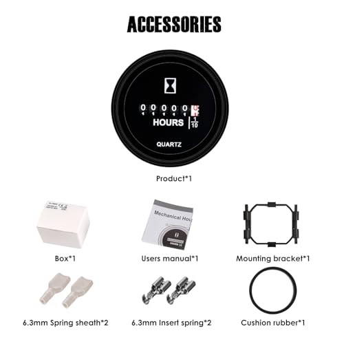 HonorMeet Mechanischer Betriebsstundenzähler, AC110V bis 250V, Stundenprotokoll für die Wartung, wasserdichtes Design für Rasenmäher, Traktor, Kompressor, Boot, Marine, Jetski (AC110V-250V)