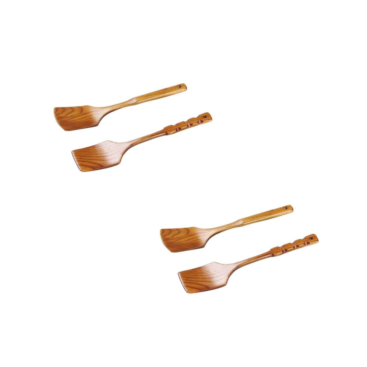 PRETYZOOM 2 Series Aparato De Cocina De Madera Sartén Cacerola Pala Antiadherente Pala De Comida Gadget De Cocina Accesorios De Cocina Light Brown 2 Piezas*2