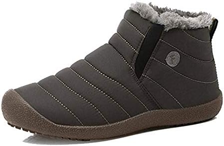 EXEBLUE Enly Winter Snow Boots Slip-on Water Resistant Booties for Men Women, Anti-Slip Lightweight Ankle Boots with Full Fur Foliage Green