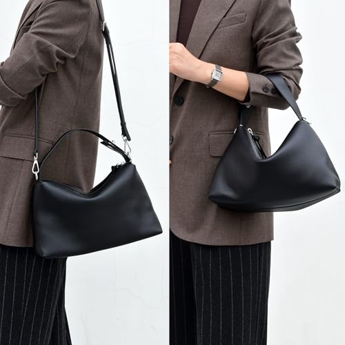 Image of DONNAIN Premium Full-Grained Leather Crossbody Bags for Women, Slouchy Shoulder Bag with Adjustable Strap and Tote Handbag
