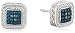 Sterling Silver Blue Diamond Square Stud Earrings