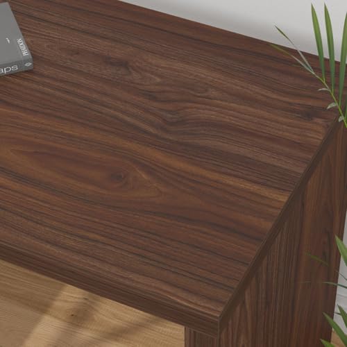 Image of HSH Walnut L Shaped Desk Corner Desk with 3 Storage Drawers 55 inch