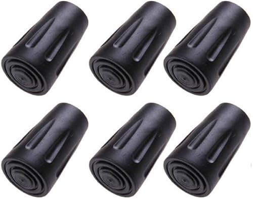 6pcs Walking Stick Tips, Replacement Rubber Tips for Walking Sticks, Trekking Pole Tips Baskets Hiking Pole Tips Feet Shock Absorption Rubber Cane Tips 11mm Diameter Survival Hiking Stick Accessories