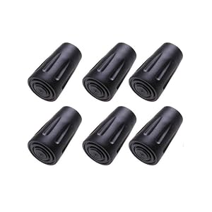 6pcs Walking Stick Tips, Replacement Rubber Tips for Walking Sticks, Trekking Pole Tips Baskets Hiking Pole Tips Feet Shock Absorption Rubber Cane Tips 11mm Diameter Survival Hiking Stick Accessories