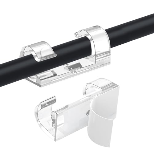 VIPMOON 70 Pcs Strong Self-Adhesive Cable Clips, Transparent Cable Organizer Clips, Self-Adhesive Wire Clamp for Desk, Home, Office, School, No Drilling Needed