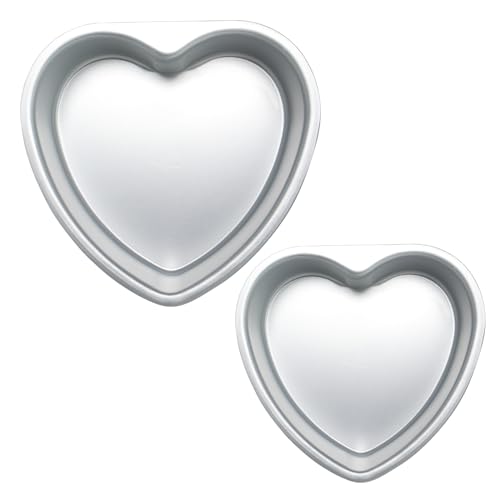 Gvhntk 2 pcs Heart Shaped Cake Pan 6 Inch 8 Inch Aluminum Cake Pans Heart Cake Tin Baking Cake Mold for Valentines Weddings Birthday Party