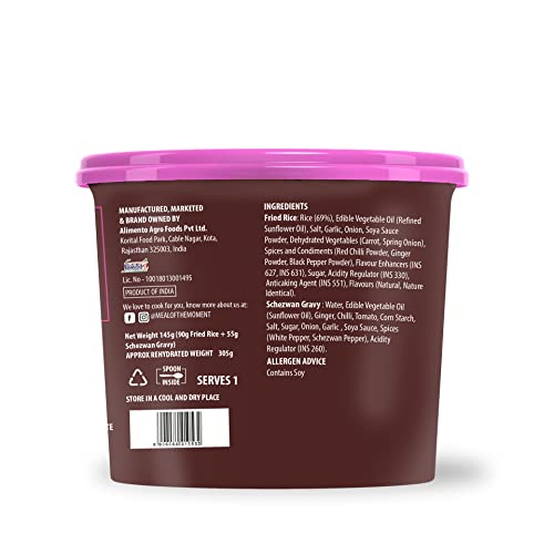 MOM - Meal of the Moment Fried Rice with Schezwan Gravy (Pack of 3) | All Natural, 100% Vegetarian, Vegan, Gluten Free, Ready to Eat, Instant Food, Just Add Hot Water