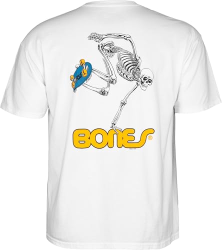 Powell Peralta – Camiseta de esqueleto de tabla de skate, Blanco, 3XL