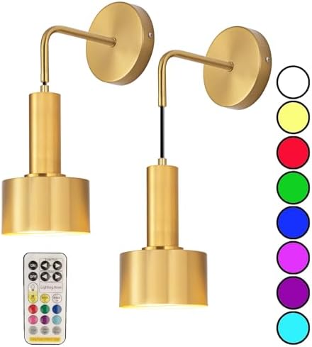 DCOC Wall Sconces Battery Operated Wall Lamp Set Of 2 Dimmable，Battery