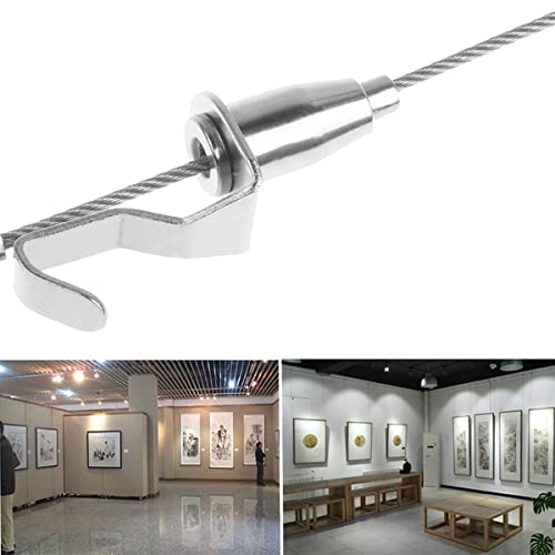 Image of 10 Pack Picture Hanging Hardware Metal Professional Art Gallery Adjustable Display Hanger Hooks Picture Rail Hooks ，Professional Wire Rope Hanging Hooks