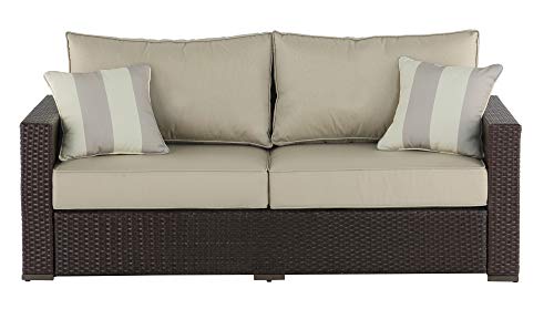 Serta Laguna Resin Outdoor Patio Furniture Collection, Sofa, Brown Wicker #TOP4