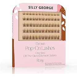 Silly George Pop-On Lashes, Pre-Glued Clusters 60 Ct, Light Brown Rosy