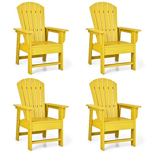 Giantex Adirondack Chair, Kids HDPE Patio Lawn Chair with Ergonomic Backrest for Deck, Porch, Backyard, Poolside, Indoor, Weather Resistance Toddler Outdoor Chair (4, Yellow)